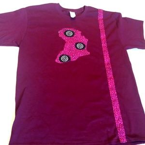 African Map Kente Ankara Print Rasberry T-Shirt